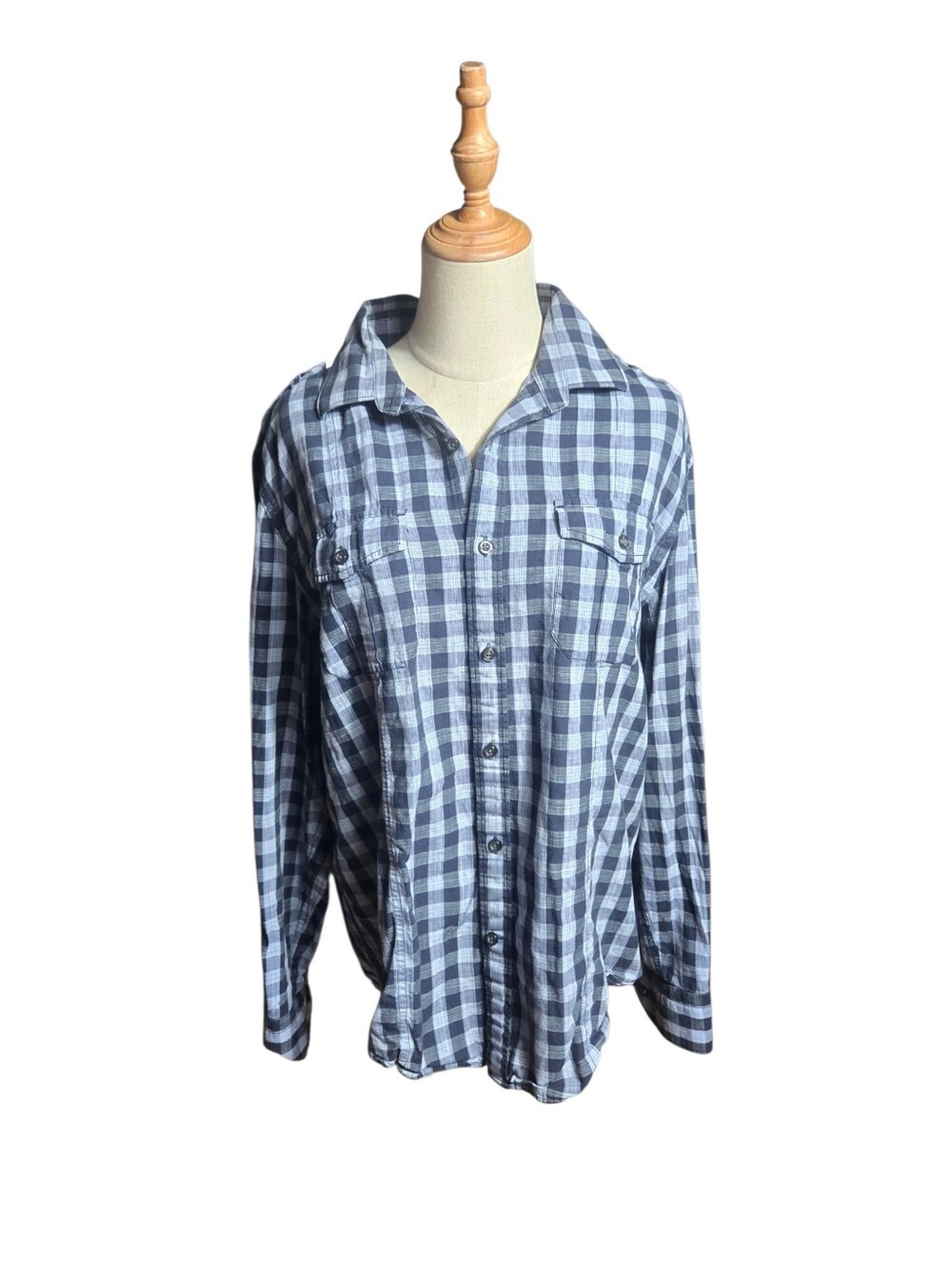 J. Campbell Los Angeles Y2K Blue Plaid Men's Button-Up Shirt